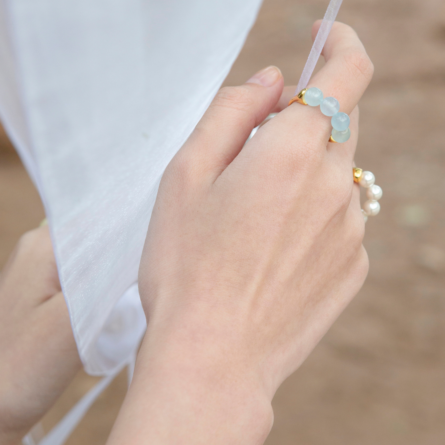 BEADED HOOPS RING